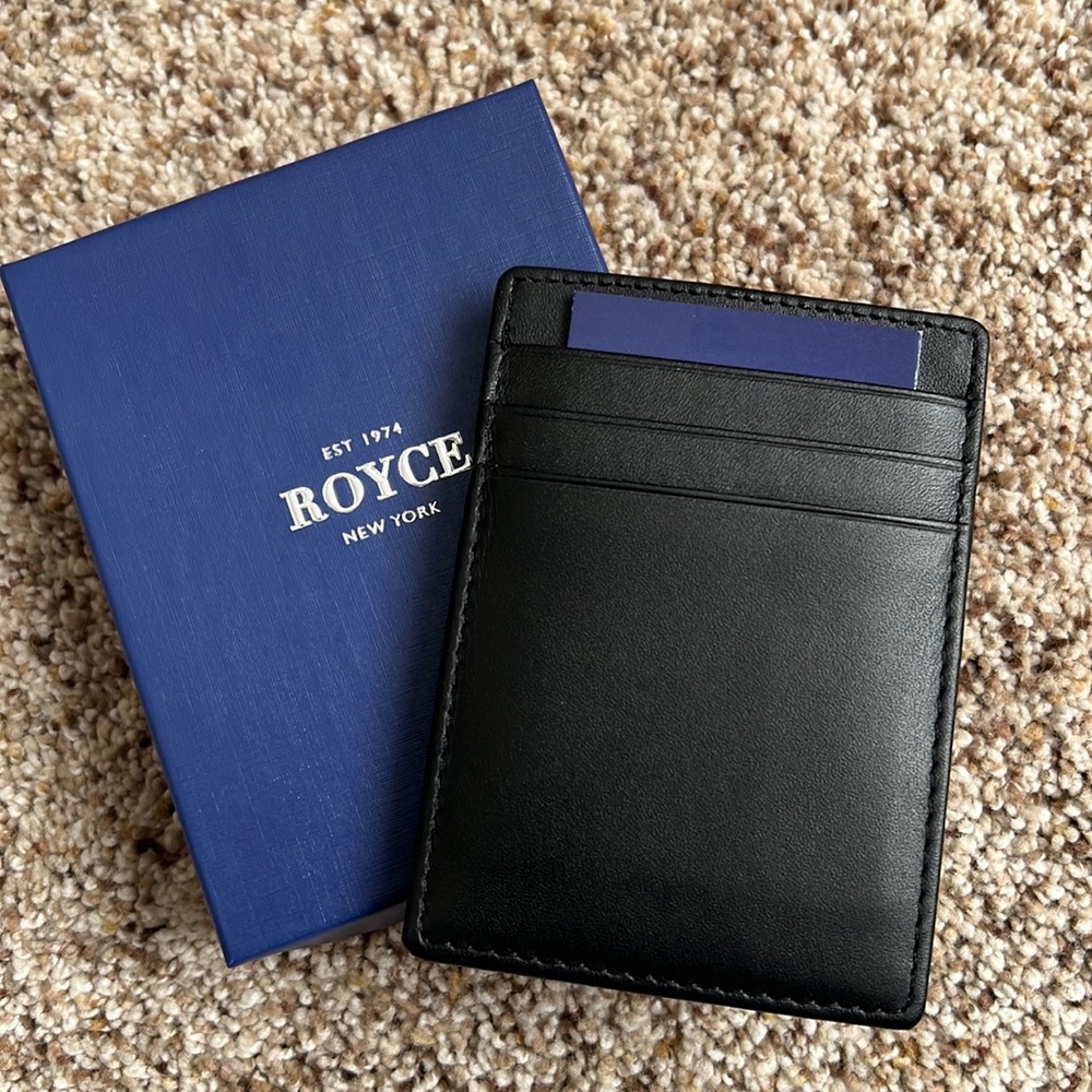 ROYCE New York black leather magnetic money clip wallet BRAND NEW SKU# 814-blk-5